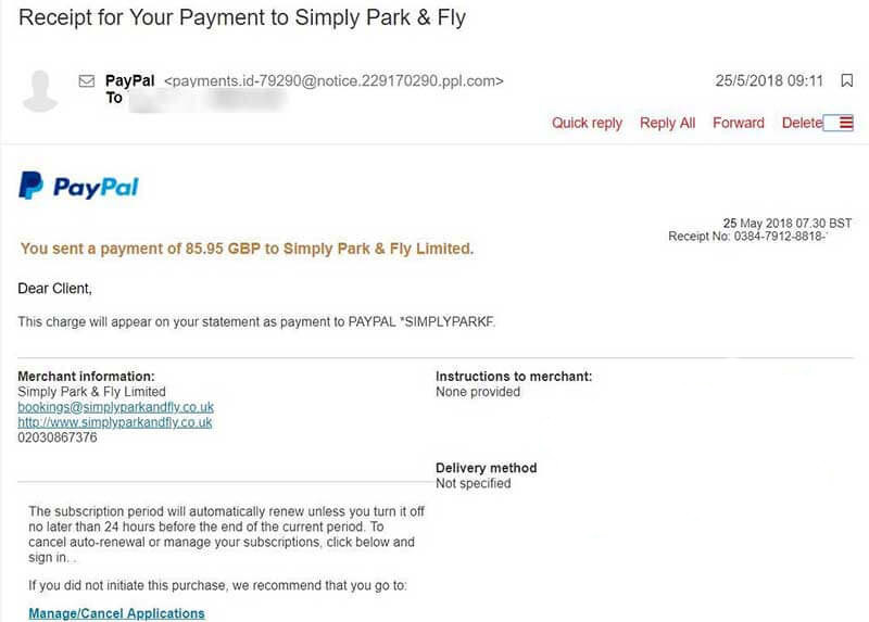 Fake PayPal Invoice